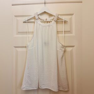 Thalia Sodi White Braided Neck Halter Blouse Size XL